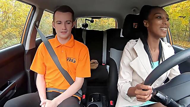 Asia Rae enjoys while riding her friend's hard cock in the car