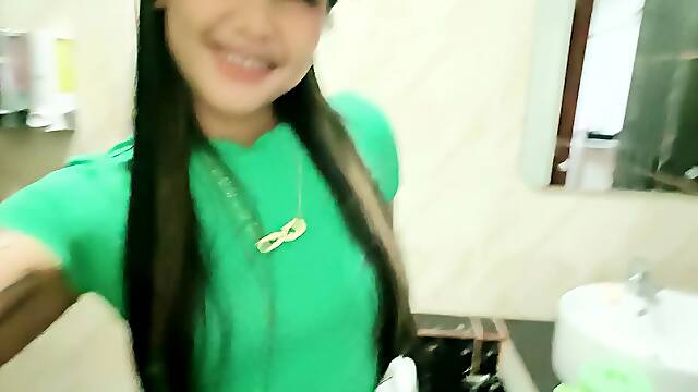 Amateur Thai teen caresses her hot pussy