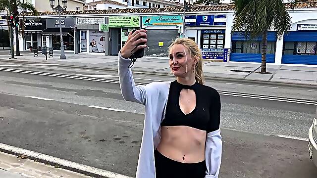 Amateur blonde paid money for anal sex in public