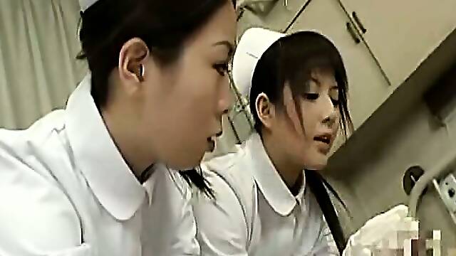 Subtitled CFNM Japanese nurses tender penis inspection