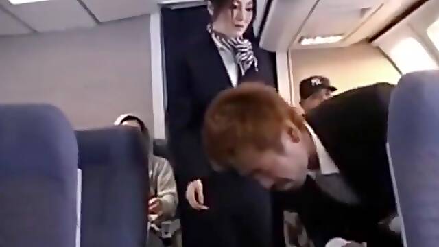 Asian Stewardess gives Hot Handjob on Airplane