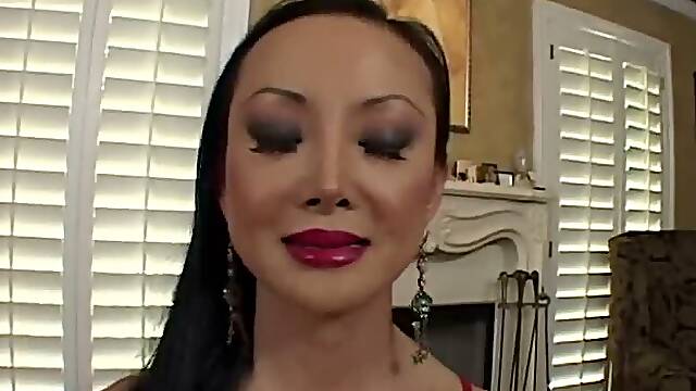 Ange Venus, a voluptuous Asian milf, proudly displays her remarkably long hair before engaging in
