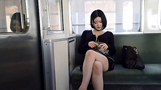 Sexy Asian babe strips and touches herself for her doctor