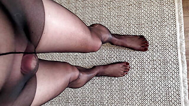 My big ASS, My Small Dick and my beautiful white feet in pantyhose