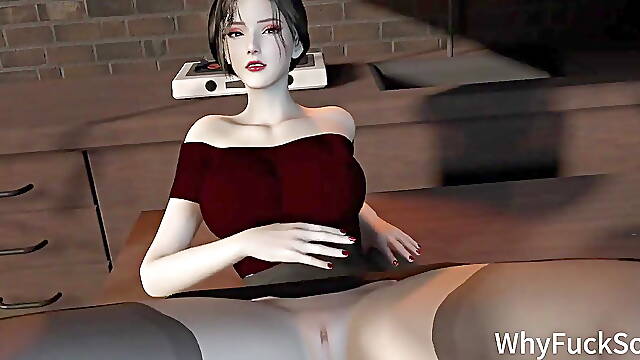 3D Cute Chinese Wife Cheating with Big Cock and Cum on Her Hot Body