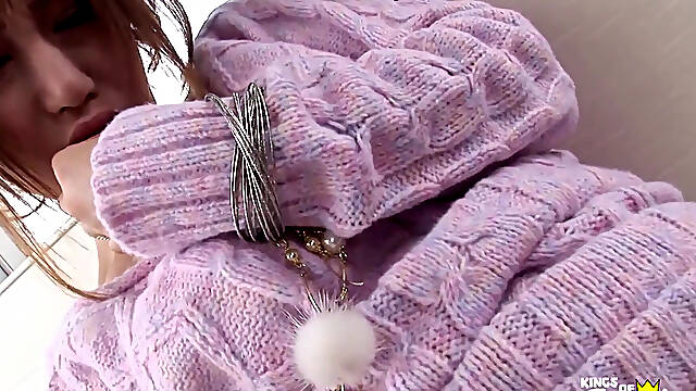 Japanese babe plays with toy and gets pussy fisted by a guy until she squirts like a fountain