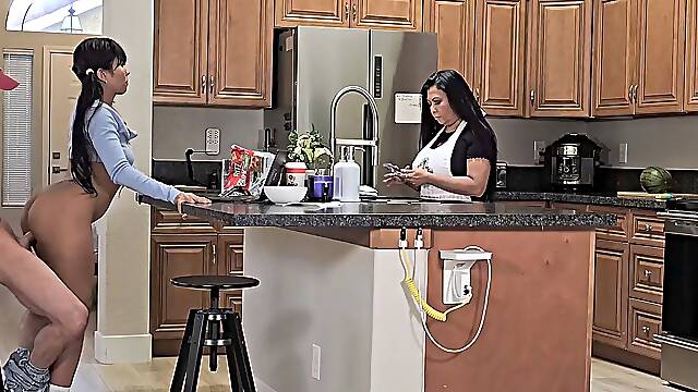 Ignored stepmom Krystal Davis becomes a free use toy for a hardcore internal cumshot session in yoga shorts with Jada Kai