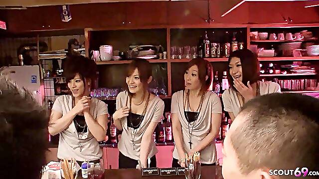 Uncensored Japan group sex with skinny teens at party