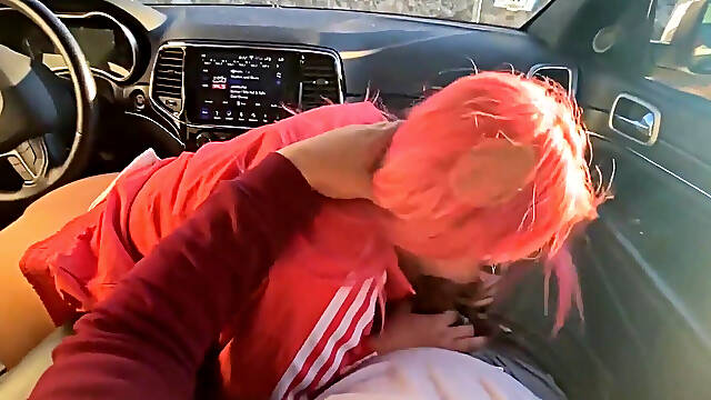 Asian Slut Giving Blowjob in Car Huge Cumshot in Mouth