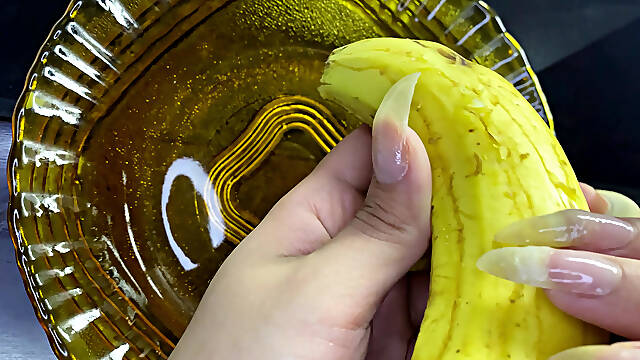 Long Natural Nails and Banana