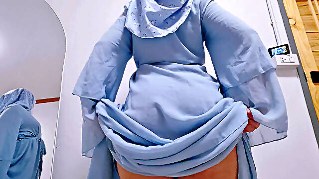 POV: Hijabi Girl with Big Ass Elegant Blue Abaya Tease.