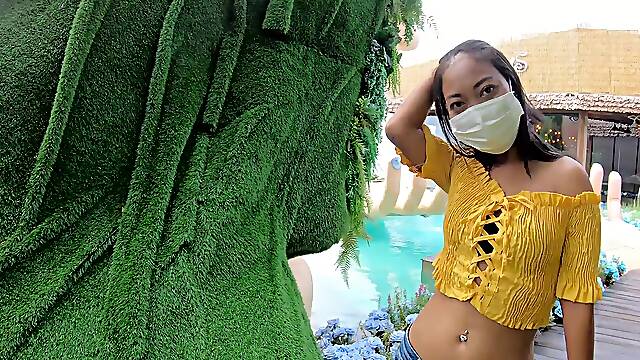 Asian babe with natural tits gives wild blowjobs in tattoos ink